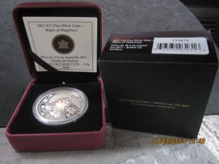 Canada 2011 $15 Fine Silver Proof Coin Maple Of Happiness Mintage 8888 photo
