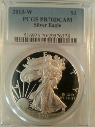 2013 - W Pcgs Pr 70 Dcam Silver Eagle Dollar photo