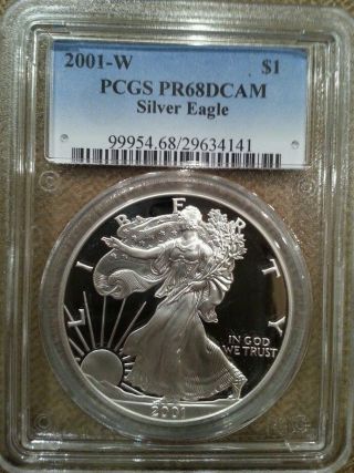 2001 - W Pcgs Pr68dcam Silver Eagle Dollar photo