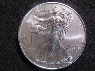 2014 American Silver Eagle,  1 Oz Fine Silver Stunning Luster And Eye Appeal photo