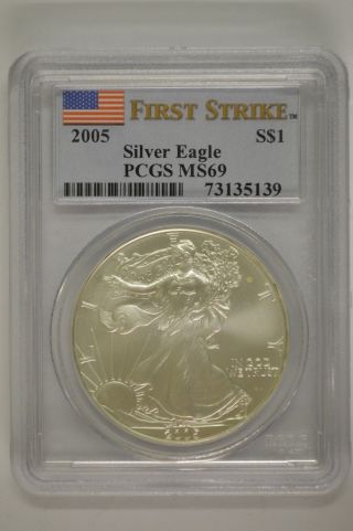 United States 2005 American Silver Eagle Pcgs Ms69 First Strike $1 photo
