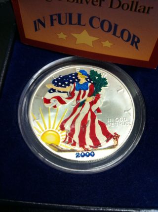 2000 American Eagle Lady Liberty Full Color.  999 Proof Silver Dollar 1 Oz photo