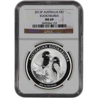 2013 - P Australia Silver Kookaburra (1 Oz) $1 - Ngc Ms69 photo