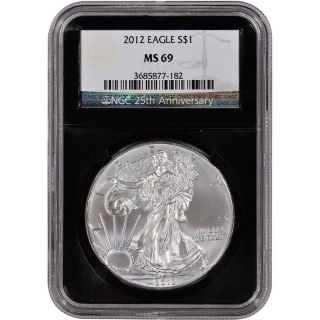 2012 American Silver Eagle - Ngc Ms69 - ' Retro ' Black Core photo
