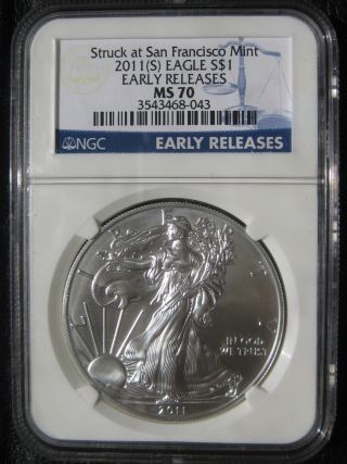 2011 S Silver Eagle Graded Ngc Ms70 Early Release 043 photo