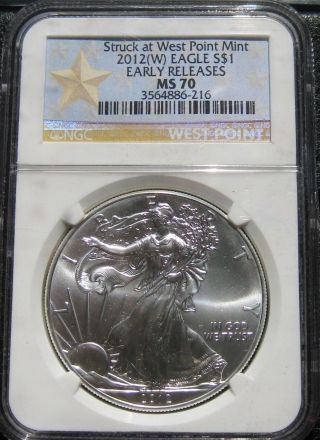 2012 W Silver Eagle Graded Ngc Ms70 Early Release 216 photo