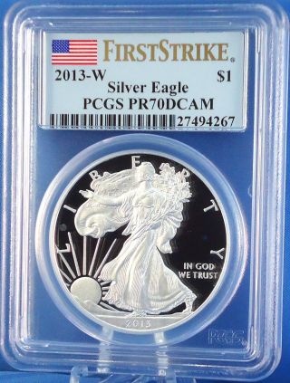 2013 W Silver American Eagle $1 Proof 1troy Oz.  Certified Pr70dcam Perfect Coin photo