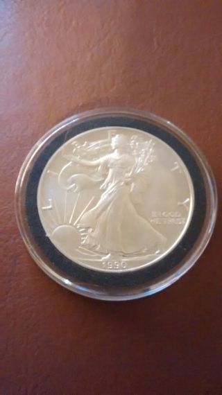 1990 American Silver Eagle - 1oz.  999 Fine Dollar Ase Investment Coin Usa photo