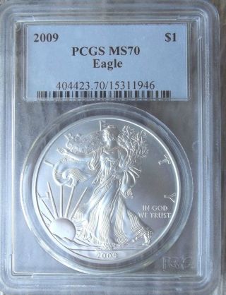 2009 $1 American Silver Eagle Pcgs Ms70 photo