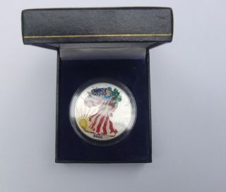 2000 Silver American Eagle Bu Dollar Fully Colorized W/presentation Case photo
