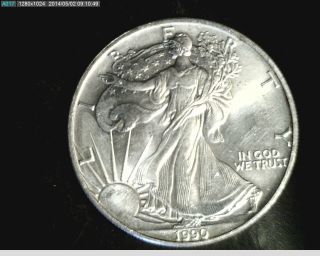 1990 American Eagle Silver Dollar,  1 Oz Silver (x - 2164) photo