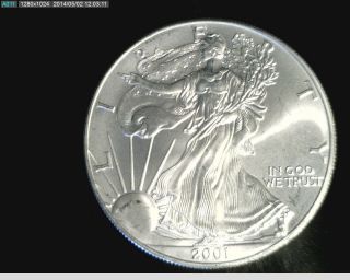 2001 American Eagle Silver Dollar,  1 Oz Silver (x - 2178) photo