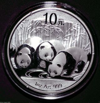 2013 Chinese Panda 1 Oz.  999 Pure Silver Coin Brilliant Uncirculated photo
