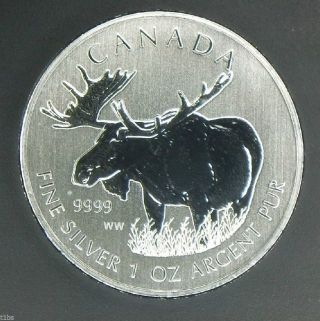 2012 $5 Canada 1 Oz Silver Moose.  9999 Canadian Wildlife Series photo