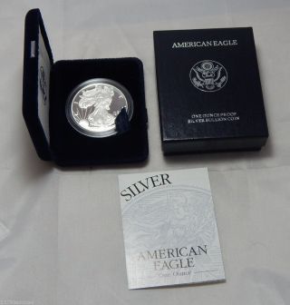 1996 - P Proof American Silver Eagle Dollar Bullion Coin W/ Box & photo