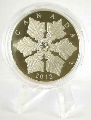 2012 $20 Fine Silver Holiday Crystal Snowflake Proof Coin 99.  99% Pure + Crystal photo