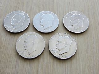 5 Eisenhower Dollars With Different Dates Or Marks 76 photo