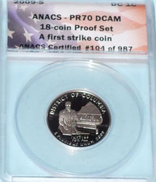 2009 - S Clad 25c District Of Columbia Anacs Proof 70 Dcameo 1st Strike Mislabeled photo