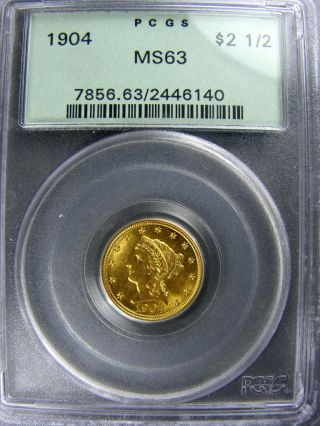 Gold Liberty 1904 $2.  50 Pcgs Ms63 Ogh Extraordinary Coin For The Grade Brilliant photo