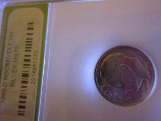D10 1960 D Silver Roosevelt Dime Coin Uncirculated Estate Money photo