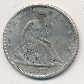 1877 - S Seated Liberty Silver Half Dollar Fantastic Sharp Detail - Great Coin photo