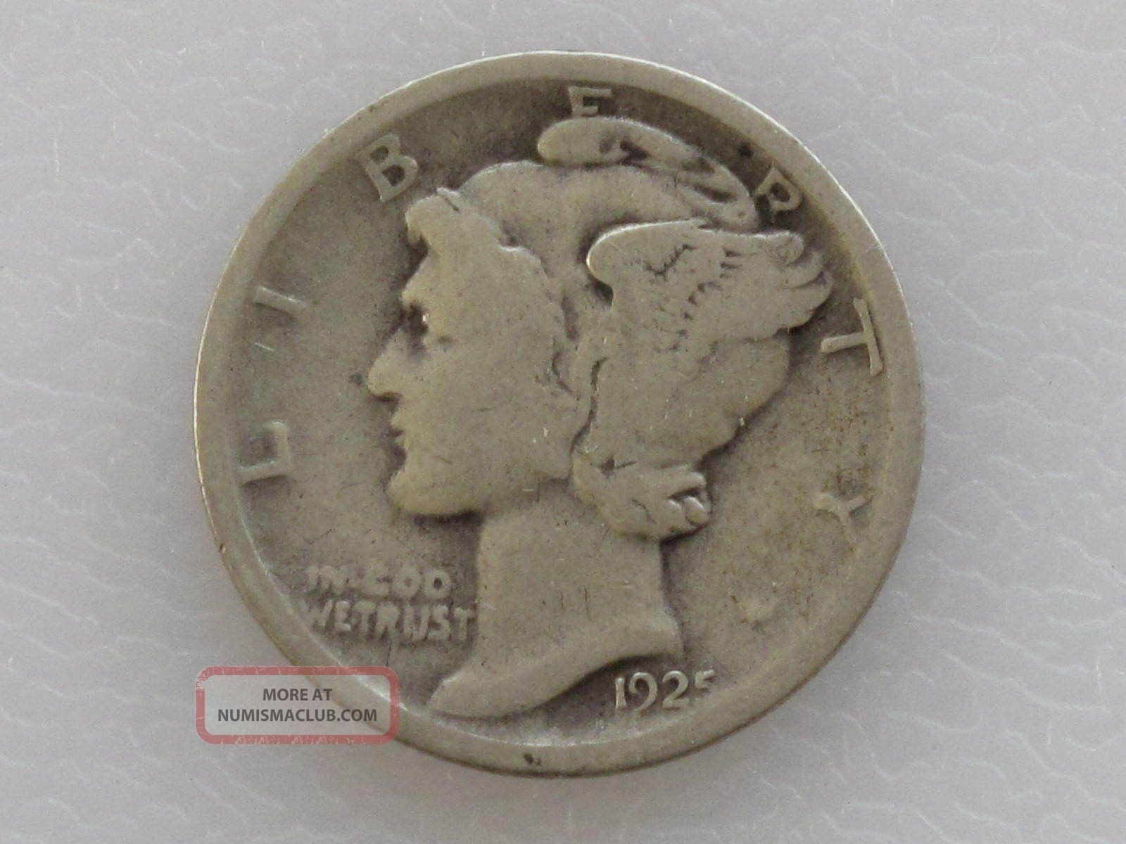VG+ 1925 Mercury 90% Silver Dime *3809