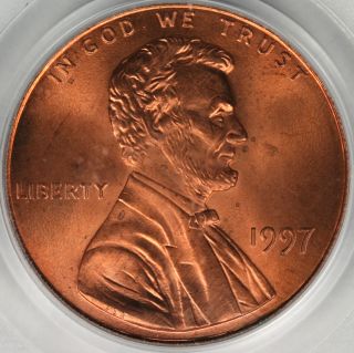 1997 Lincoln Memorial Cent 1c Double Ear Fs - 101 Pcgs Ms65 Rd photo