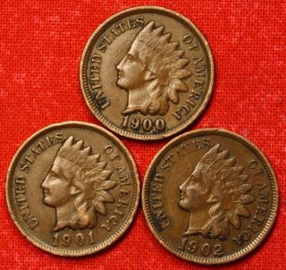 1900 1901 1902 Indian Head Cent Penny Vf Collector Coin Check Out Store Ih727 photo