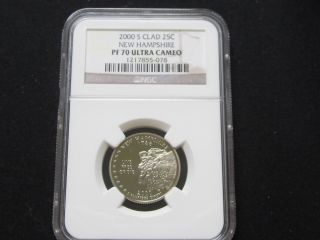 2000 S Clad Proof Hampshire State Quarter - Ngc Pf 70 Ultra Cameo (078) photo