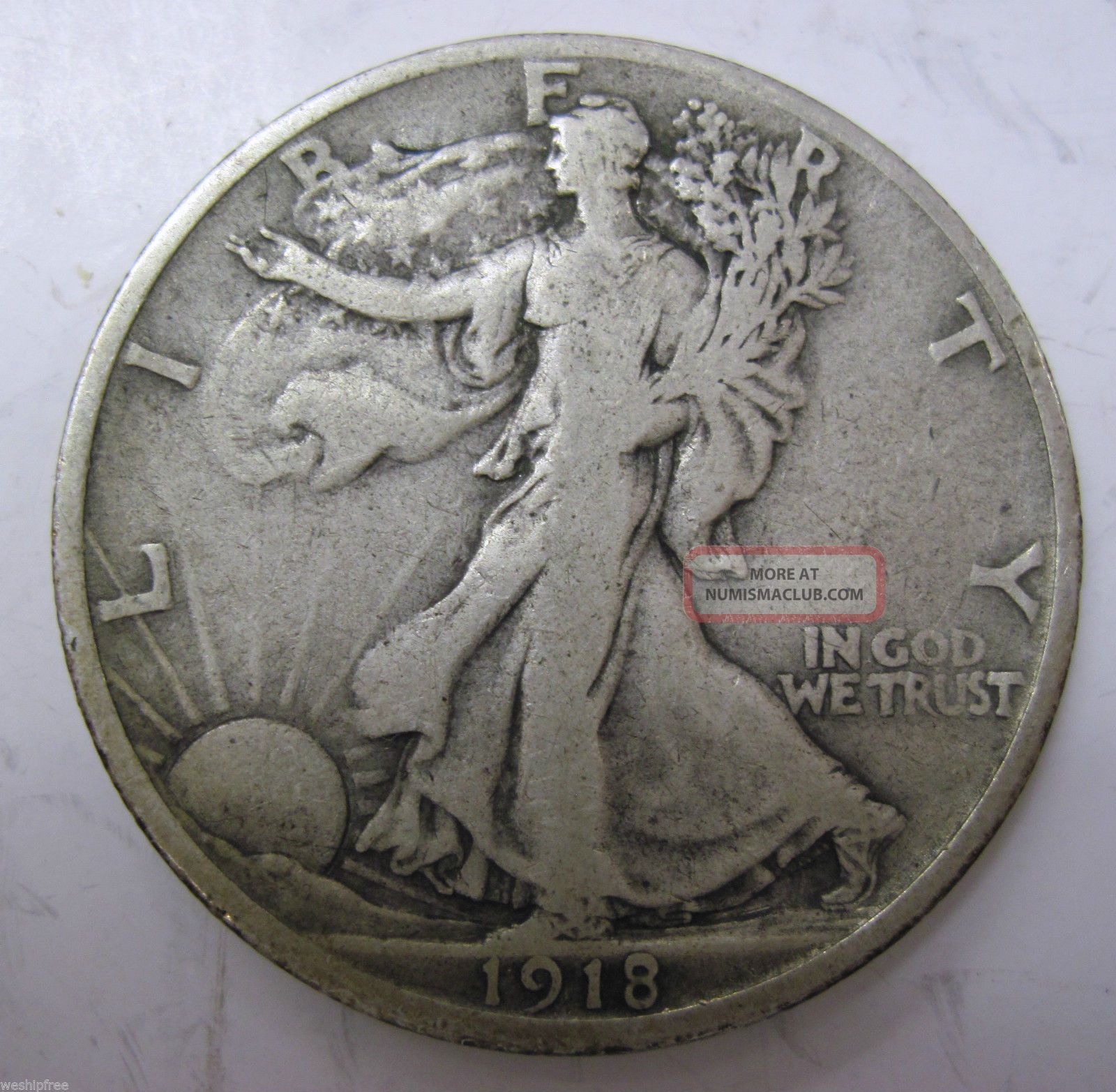 1918 s silver walking liberty half dollar 219f 