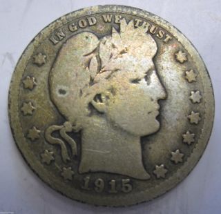 1915 D Silver Barber Quarter Coin Twenty Five Cents (311l) photo