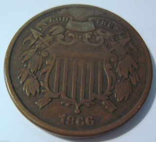 1866 Two Cents In Xf (1229o) photo