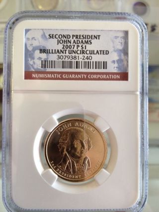 Second President John Adams 2007 P $1 Brilliant Uncirculated Ngc photo