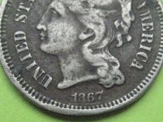 1867 Three 3 Cent Nickel - Civil War Type Coin photo