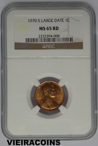 1970 - S Lincoln 1c - Large Date - Certified By: Ngc Ms65 Rd - 3888 photo