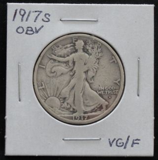 1917s Obv Vg/f Walking Liberty Half Dollar photo