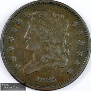1835 Classic Head Half Cent Mid To High - Grade Brown Early America Copper Coinage photo