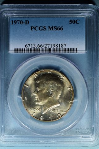 1970 - D Kennedy Half Dollar Pcgs Ms66 - Strong - Luster,  Light,  Gold Tone photo