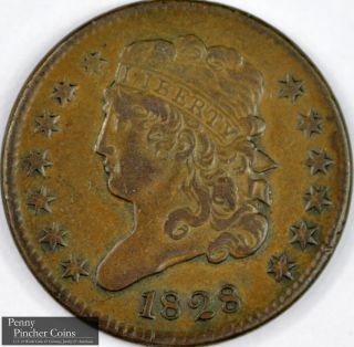1828 Classic Head Half Cent High - Grade Brown Early America Copper Coinage photo