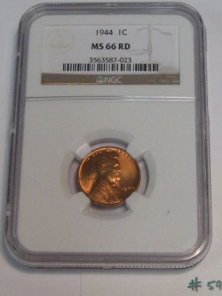 Bu Red Gem 1944 Us Wheat Penny Lincoln Cent.  Ngc Ms66rd.  59 photo