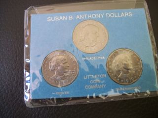 Three Susan B.  Anthony Dollars Littleton Coin Company 1979 Uncirculated photo