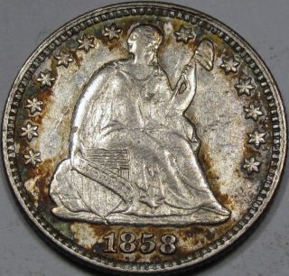 1858 Seated Liberty Half Dime Bu+ With Album Tone Very Pretty Coin photo