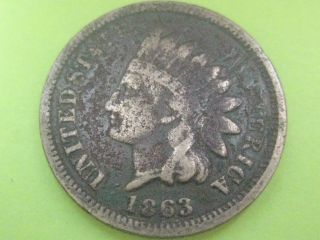 1863 Indian Head Cent Penny - Vg/fine Details photo