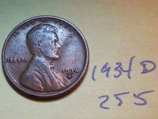 1934 D Lincoln Cent Fine Detail Great Coin (255) Wheat Back Penny photo
