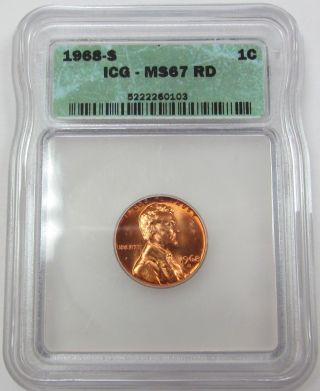 Rare 1968 - S Lincoln Memorial Cent Certified Ms67 Rd Coin photo