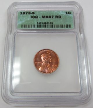 Rare 1973 - S Lincoln Memorial Cent Certified Ms67 Rd Coin photo
