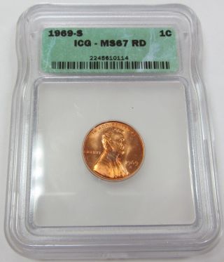 Rare 1969 - S Lincoln Memorial Cent Certified Ms67 Rd Coin photo