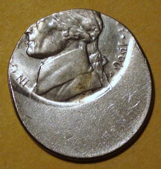 1990 P Jefferson Nickel 50% Off Center Error Coin - Uncirculated - Jefferson 5c photo
