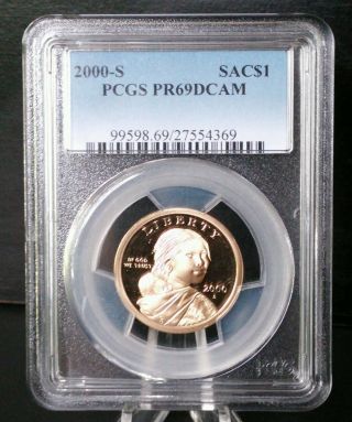 2000 - S Sacagawea Native American Dollar 1$ Pcgs Pf69dcam Proof 69 Deep Cameo photo