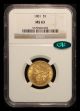 1881 $5 Gold Liberty Cac & Ngc Ms63 Gold (Pre-1933) photo 2